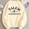 Sudadera con capucha casual de cuello redondo para mujer estampada con Salem Massachuse