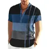 Camisa Masculina de Manga Curta com Gola Alta Estampada Digitalmente Pulôver Fashion Camisa Casual