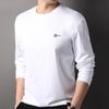 Hengyuanxiang Bordado 100% Algodão T-shirt Masculino Pesado Malha Base Camisa 2024 Outono e Inverno Manga Comprida T-shirt Top Masculino