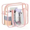 Bolsa de Maquiagem Transparente Tamanho Extra Grande Personalizada pelo Fabricante Bolsa de Ombro Satchel de PVC à Prova d'Água Bolsa Transparente para Artigos de Higiene Pessoal e Cosméticos