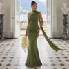 Vestido estilo europeo y americano de cuello halter de un hombro, corte sirena con diseño de hombros descubiertos, fruncido lateral, corte ajustado, bodycon, adecuado para fiestas y como vestido de dama de honor