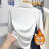 Camiseta Base de una Pieza de Terciopelo Auto-Calentable de Cuello Semi Alto para Mujer en Otoño e Invierno Estilo Nuevo Cálida con Forro de Felpa de Cuello Medio de Manga Larga Tendencia