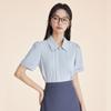 Camisa Branca Profissional de Verão para Mulheres, Blusa de Manga Curta para Estudantes Universitários, Adequada para Provas, Deslocamento e Entrevistas