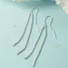 Brincos Pendentes de Gipsofila Brilhantes Elegantes Punhos de Orelha com Franjas Longas Moda Celebridade da Internet Rosto Super Fada Emagrecimento Brincos de Tarraxa Doces Versáteis