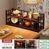 Suporte para xícara de chá novo estilo chinês prateleira de exibição não de madeira maciça conjunto de chá bule mesa de chá ornamento de mesa prateleira de armazenamento armário de múltiplos tesouros