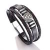 Pulseira masculina da moda europeia e americana personalizada para todos os jogos de couro tecido multicamadas pulseira de couro PU verso bússola pulseira para homens