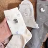 Meias de Cano Médio Fofas de Desenho Animado para Primavera e Outono, Menina, Absorventes de Suor Antibacterianas para Início da Primavera, Laço Doce Ins