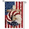 Nova Bandeira de Jardim Temu para o Dia da Independência Americana Bandeira de Pendurar Dupla Face em Linho Decoração de Pátio Bandeira de Cena para Festa de Feriado