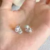 Pequeno e requintado clipe de orelha de pérola de laço feminino brincos doces de temperamento da moda outono e inverno novos brincos de ponta que combinam com tudo