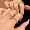 Anillo Abierto Redondo de Circonita Super Brillante, Moderno, Sencillo, Lujo Ligero, Sensación de Alta Gama, Anillo para Dedo Índice, Joyería Versátil Exquisita para el Día a Día