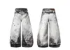 Jeans Estilo Americano com Estampa Digital 3D para Homens e Mulheres Design de Rua com Senso de Moda Calças de Perna Curva Marca Tendência Vibe Calças de Perna Larga Tendência