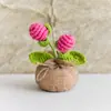 Bolsa de la Suerte Tejida a Crochet Hecha a Mano Transfronteriza Plantas Pequeñas en Maceta Muebles para el Hogar Decoración de Rosa Tejida de Lana Plantas en Maceta Flor Simulada