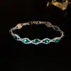 Pulseira Geométrica Zircônia Ultra Brilhante Transfronteiriça, Pulseira de Luxo Leve e de Alta Qualidade para Mulheres, Joia de Mão Versátil Fresca e Fashion para o Verão para Mulheres