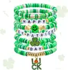 Calle. Pulsera del Día de San Patricio Pulsera Fresca Verde de Arcilla Suave Transfronteriza Europea y Americana Festival Irlandés Lucky Lucky