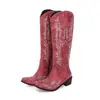 Botas Western para Mujer para Comercio Exterior, Tallas 34-45, Botas de Cuero de Caña Alta Transfronterizas Otoño-Invierno, Botas de Tacón Alto para Mujer con Punta Redonda sin Cordones Tallas Grandes