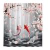 Cortina de ducha Daifa transfronteriza Flor rosa Pez Koi Flor de cerezo Pez carpa Piedra Estilo japonés Tela de poliéster Decoración de baño Gancho