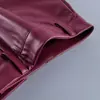 Saia de Couro PU com Forro de Lã Estilo Retrô Europeu e Americano Amazon com Design de Fenda Moda Feminina Coleção Nova Primavera/Verão 2026