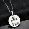 AliExpress alta venda aço inoxidável colar de letras de família família mãe + duas filhas íntimas pingente redondo de marca