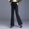 Calça boca de sino versátil e elegante de corte justo para mulheres, novidade outono e inverno 2026, cintura alta, emagrecedora, com caimento fluido, casual.