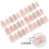 30 Piezas de Uñas Portátiles Hechas a Mano Cuentas de Vidrio Ojo de Gato Lazo Rosa Ins Chica Coreana Elegante Simple Uñas Postizas