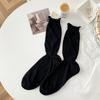 Meias Novas Femininas Primavera e Verão Estilo Japonês Malha Fina Cor Sólida Borda Enrolada Meia de Cano Médio Ampla Respirável Absorvente de Suor Meias da Moda
