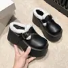 Mules de Plataforma Antideslizantes de 8 cm de Grosor para Mujeres Menudas, Nuevo Modelo de Invierno con Forro de Lana, Calientes Pantuflas Estilo Birkenstock
