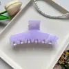 Pinza para el pelo con patrón de mármol europeo y americano para mujer, Elegante pinza de tiburón para recogido en la nuca, Accesorio para el pelo tipo pinza de espiga