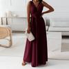 Vestido de Verano Nuevo 2024 de Amazon Wish Independiente Vestido Elegante con Cordones de Color Sólido con Cuello en V vestido