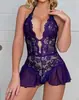 Lencería Erótica Tallas Grandes Europea y Americana Bodysuit Transparente de Encaje Sexy Tentación Pasional Sin Cierre en la Entrepierna Lencería para Mujer