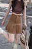Saia Jeans Plissada Estilo Coreano 2025 Nova Primavera Cintura Alta Slim Estudante Linha A Feminina Versátil Preta