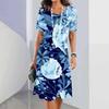 Verano simple hojas florales impresión digital 3D 2024 transfronterizo comercio exterior elegante vestido de mujer venta caliente
