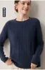 Nuevo Otoño/Invierno 100% Cachemir para Mujer Cuello Redondo Manga Larga Tejido de Punto Trenzado Versátil para el Trabajo Holgado Adelgazante Top Base