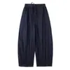 Calça Jeans Cropped Lanping de Tencel e Linho com Cordão e Cintura Elástica para Mulheres, Calça Versátil de Perna Larga, Leve e com Caimento para o Verão