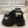 Zapatos Pequeños de Cuero Negros con Cordones de Tacón Grueso Estilo Británico para Mujer Primavera y Otoño Nuevo Estilo Japonés JK Versátiles Mary Janes Zapatos de Trabajo