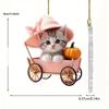 Pendente de Decoração para Interior de Carro, Avião de Acrílico Transfronteiriço, Chapéu de Abóbora Rosa, Gato