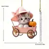 Novo Chapéu de Abóbora Rosa Plano de Acrílico Transfronteiriço Gato Decoração de Interior de Carro Pingente Desenho Animado Ornamento para Pendurar no Carro