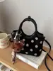 Bolso de Mano Vintage de Ante con Lunares 2026 para Mujer, Bolso Tote con Anillo Redondo, Bolso de Hombro y Cruzado Versátil