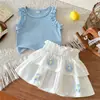 Ropa para Bebés Niñas 0-3 Años Conjunto de 2 Piezas Top con Volantes de Verano + Falda para Niña Bebe En Stock