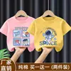2026 Nova Roupa Infantil 100% Algodão para Meninos Manga Curta Verão Nova Estampa Estampada Gola Redonda Camiseta Casual Desenho Animado Top