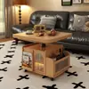 Mesa de Centro Apilable de Madera Maciza con Altura Ajustable para Apartamentos Pequeños, Mesa de Té con Carrito Móvil, Soporte de Té de Doble Propósito, Mesa Lateral Multifuncional para Sofá