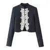Z Ropa europea y americana para mujer comercio exterior transfronterizo 2026 nueva moda holgada con encaje empalmado cuello alto chaqueta + conjunto de pantalones cortos de cinco puntos