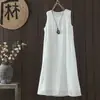 Foto Real de Ropa de Verano para Mujer: Simple, Artístico, Retro, Versátil, Ropa Exterior Casual, Vestido Camiseta de Doble Capa, Vestido Largo