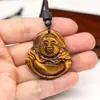 Colgante de Buda de Piedra Ojo de Tigre Natural Dios de la Fortuna y la Riqueza ojo de tigre masculino colgante de collar seguro femenino