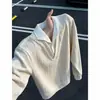 Sudadera con Capucha de Dos Piezas Falsas con Patrón de Espiga de Trigo para Hombre Otoño Cleanfit Patchwork Cuello Solapa Alta Inteligencia Pareja Manga Larga