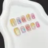 30 Piezas de Manicura Glaseada Ojo de Gato, Pequeñas Frescas de Dibujos Animados Lindas Estilo Ins Uñas Cortas Ojo de Gato Hechas a Mano Portátiles