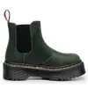 Botas Chelsea Verdes Crazy Horse de Primera Capa 2976 para Mujer, Botas de Motocicleta de Suela Gruesa, Botines de Piel Genuina, Zapatos sin Cordones de Plataforma