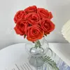 Buquê de Rosas de Mão para Simulação Flores Artificiais Decoração de Sala de Estar Decoração Floral Decoração de Flores para Mesa de Jantar Flores Secas Buquê de Mão