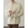Suéter de cuello alto abotonado reversible estilo old money para otoño e invierno para hombre, estilo coreano, guapo, color liso, suéter casual versátil
