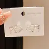 Pendientes de Plata Estilo Coreano, Lujo Ligero con Circonita y Lazo, Pendientes de Diseño Moderno y Exquisito, Pendientes de Nicho de Alta Gama para Mujer