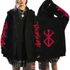 Jaqueta Cardigan Nova Anime Mangá Japonês Estilo Espada Berserk Lenda Moletom com Capuz e Zíper Forrado com Lã para Homens